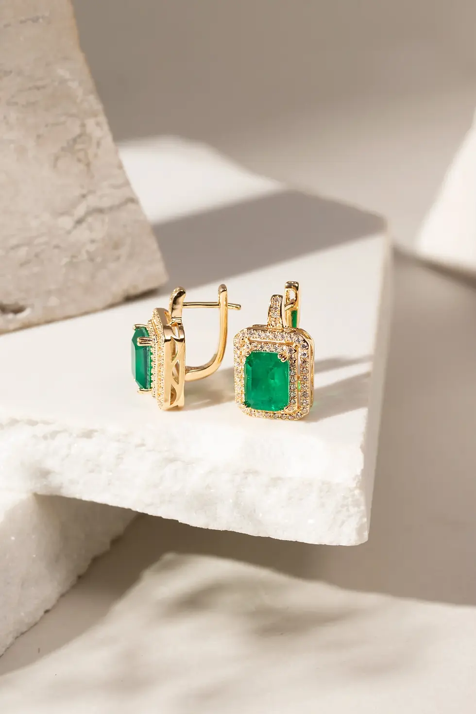 Miniatura: Emerald Fusion Rectangular Earrings