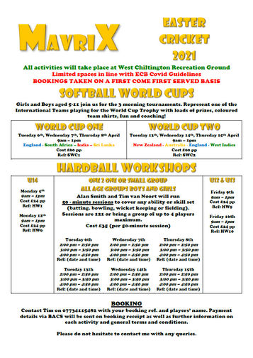 Mavrix Easter Camps (Juniors)