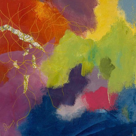 Œuvre contemporaine abstraite Itinéraire 3 de l’artiste Diane Fournier, invite au voyage.