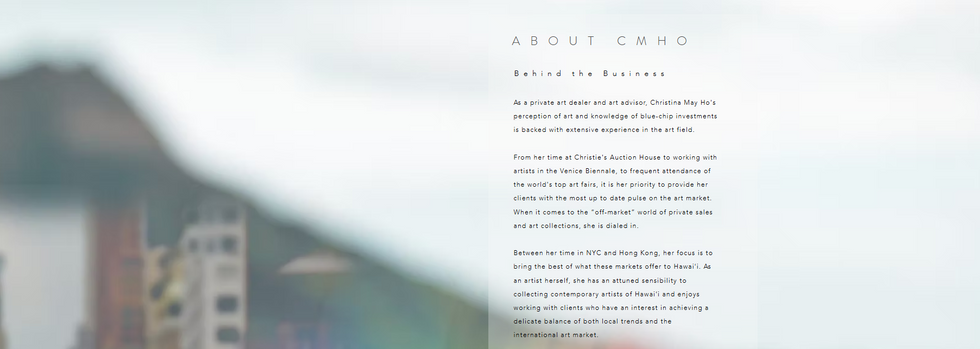 art dealer portfolio about page 