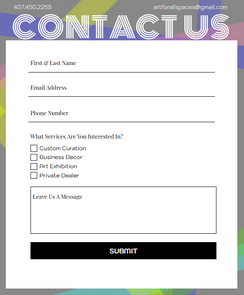 Contact us section of artist portfolio example
