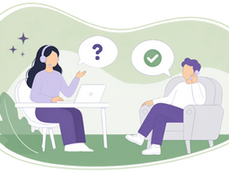 First2Care blog illustration showing good customer service in plan management with two people working together through supportive and responsive communication.