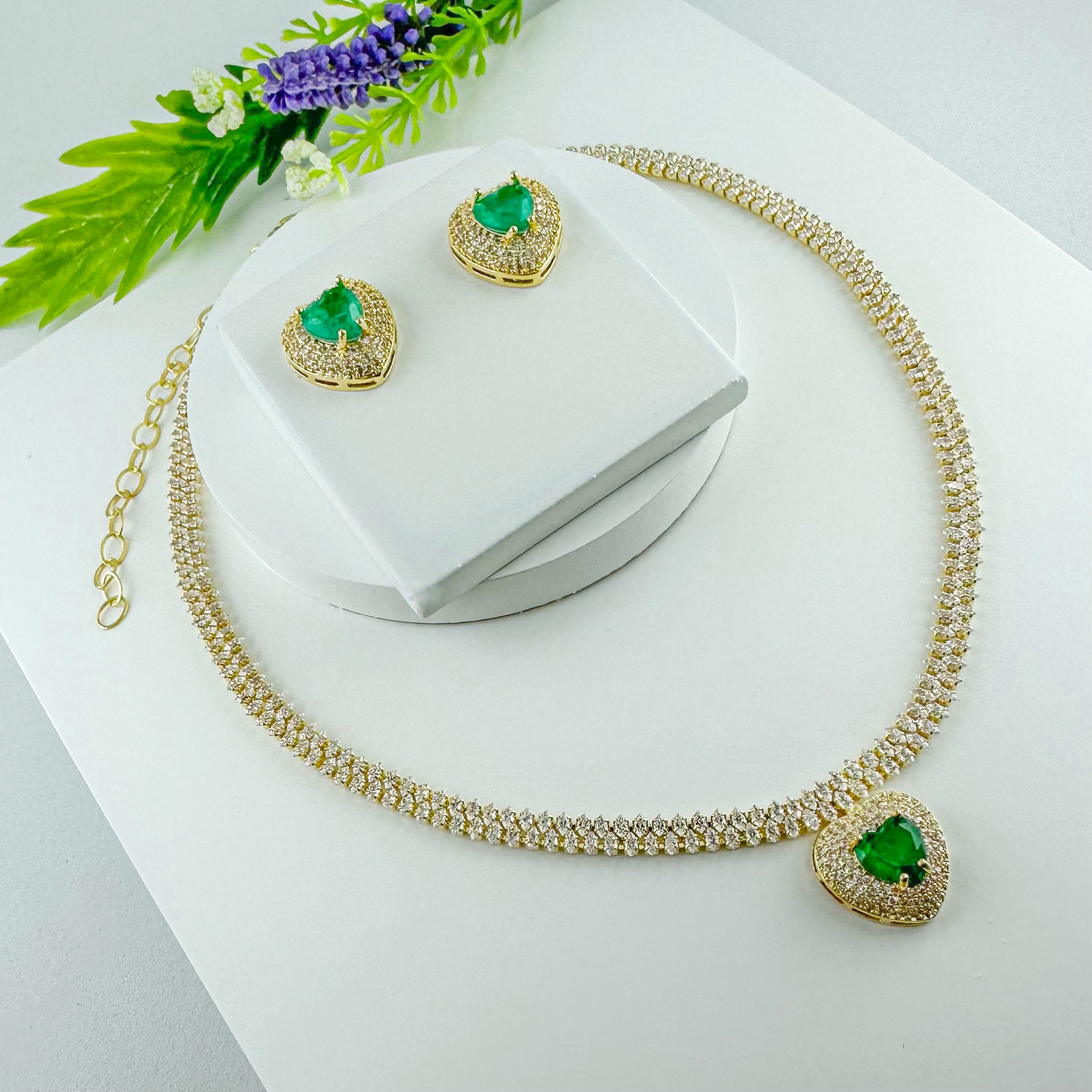 Conjunto Coração Aventurine Riviera