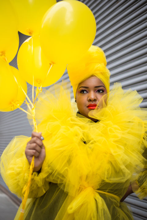 Yellow Tulle Ensemble for Fashion Blogger and Model Leah Vernon by Lena Harbali 
Lena's Couture House 