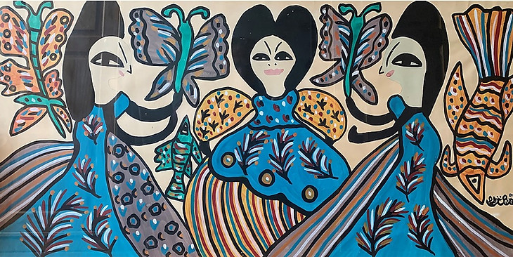 BAYA, Les trois Grâces, 1988. Gouache su