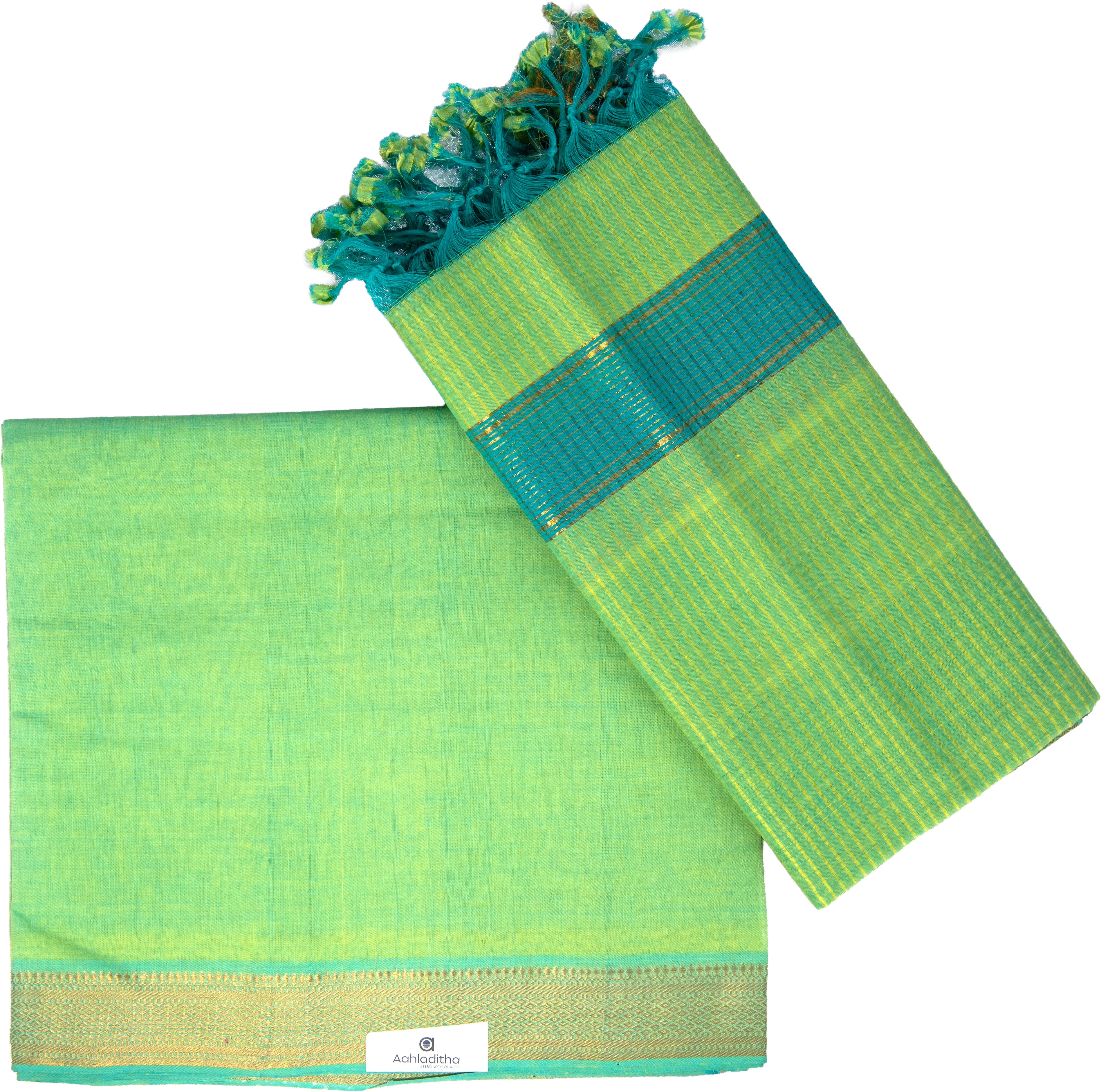 Light Green & Cyan Color Mesh pattern  Mangalagiri Dress material