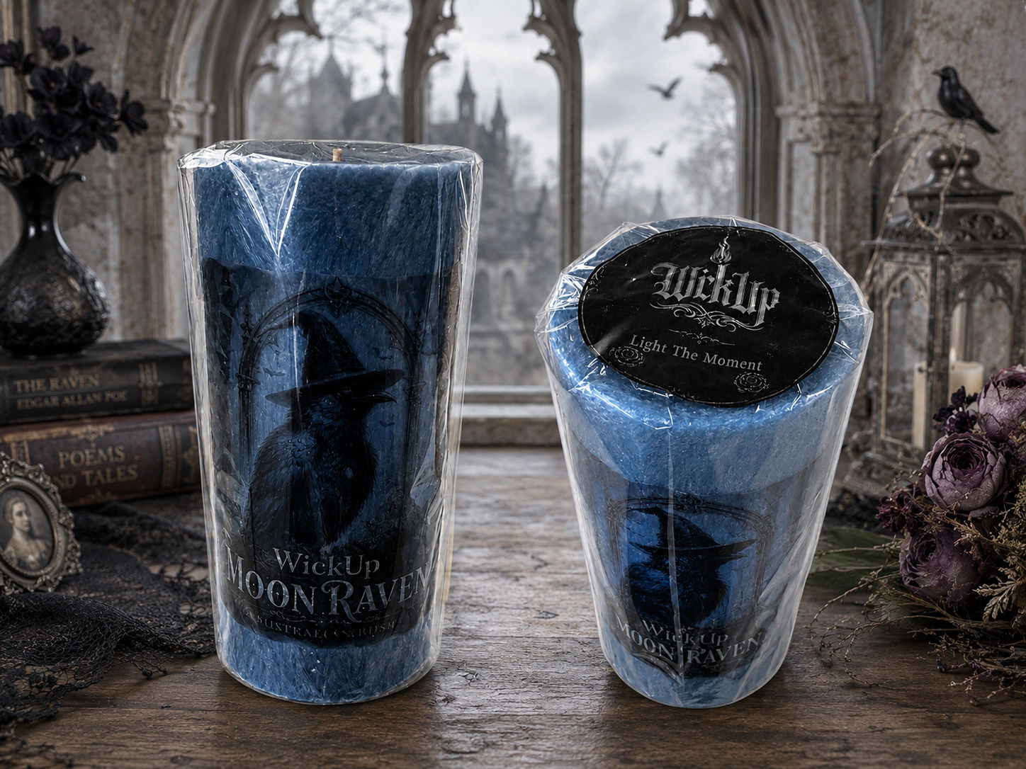 🖤 Moon Raven Tea-Light Holder Pillar Candle 🖤