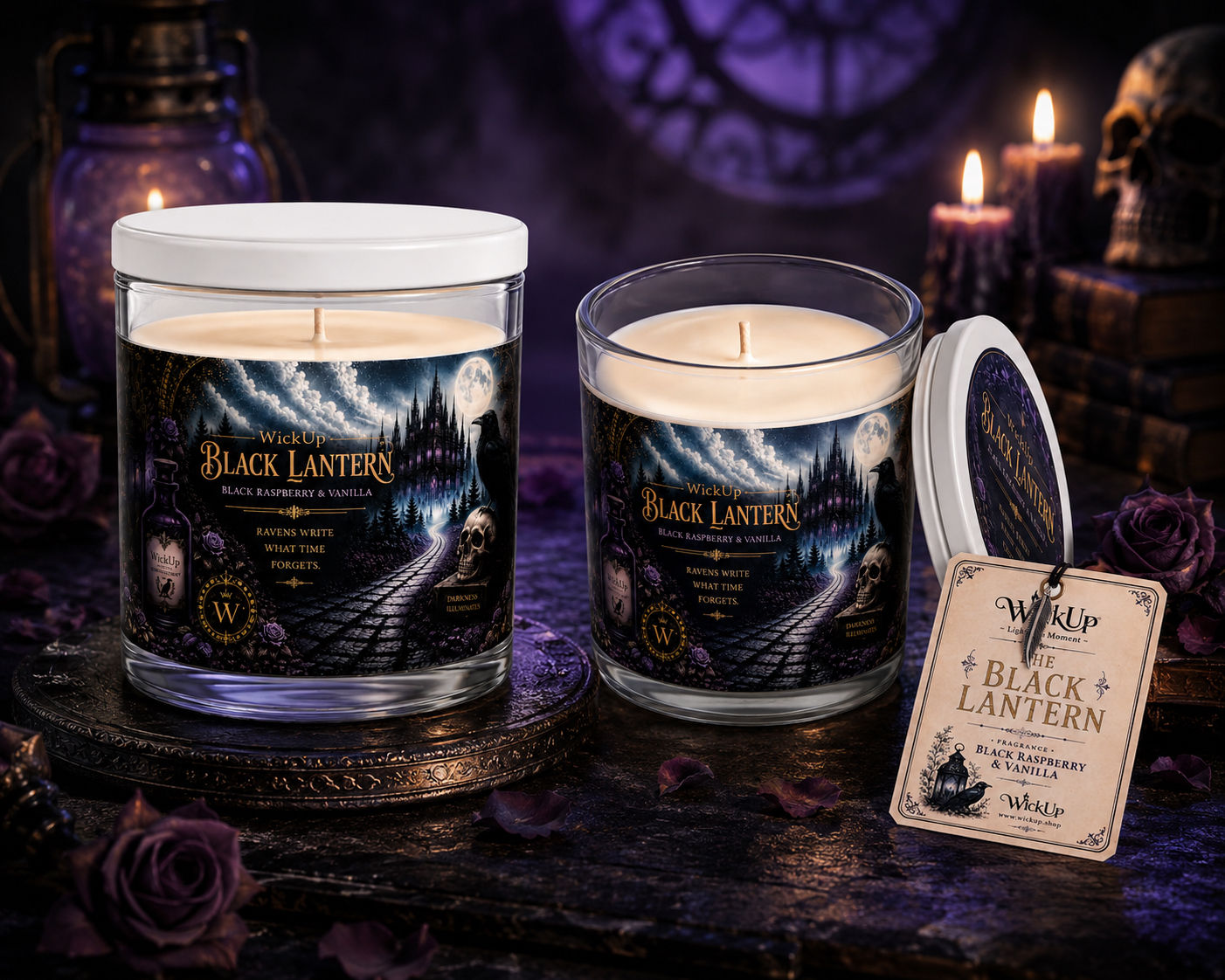 The Black Lantern – Gothic Collection Soy Candle | Black Raspberry & Vanilla