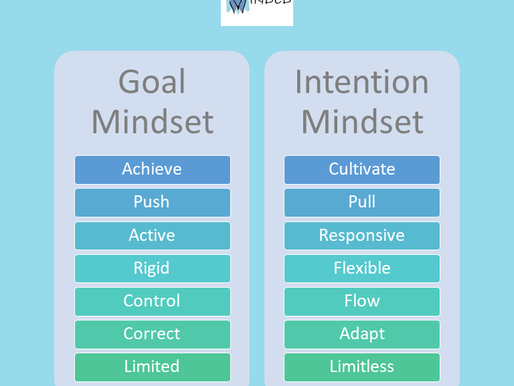 An infographic explaining terms that relate to goal mindset versus intention mindset.