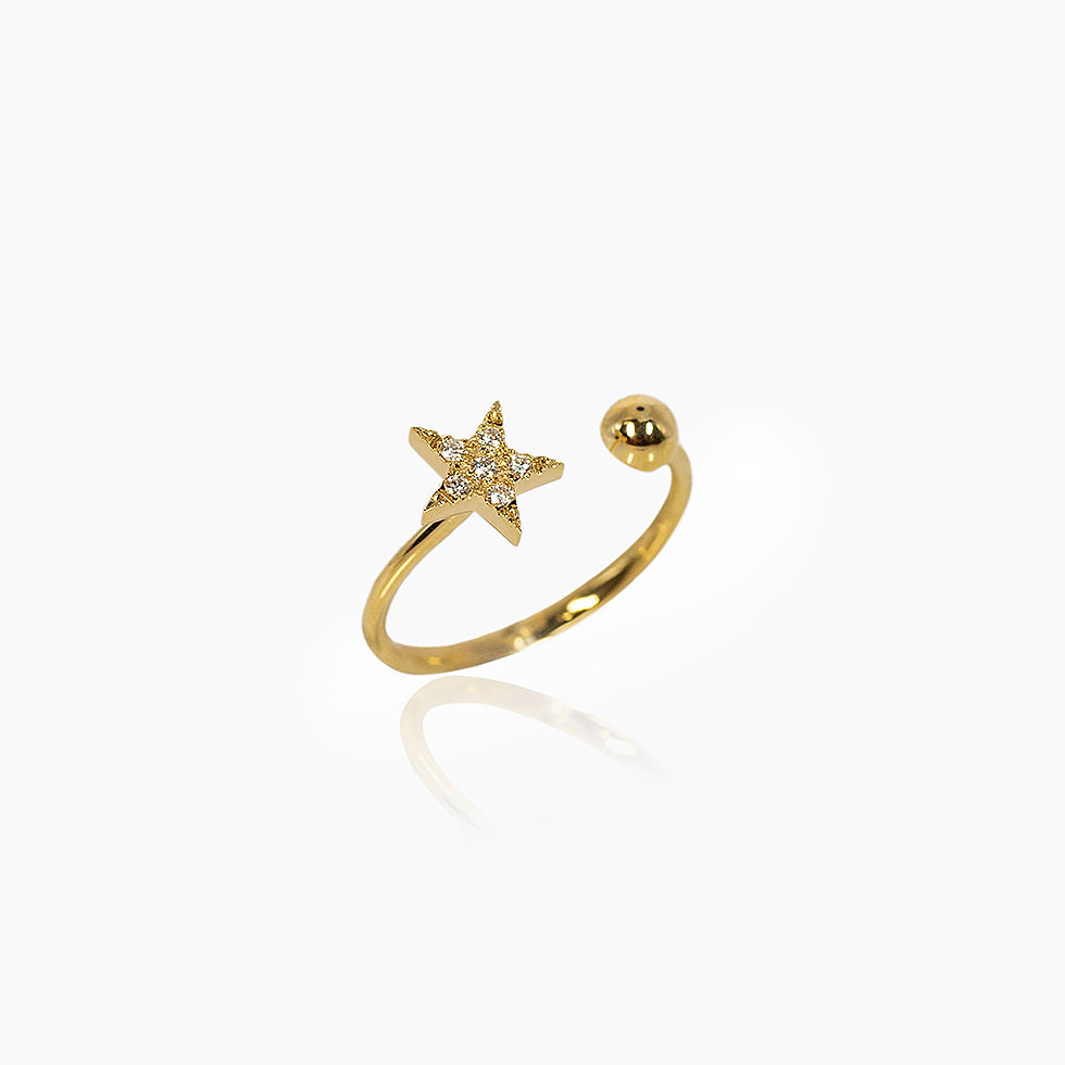 ANELLO ORO GIALLO CON STELLINA PAVè DIAMANTI JOHN OLIVER GIOIELLERIA FIRENZE