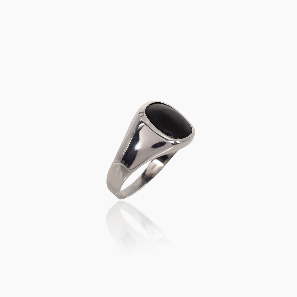 ANELLO DA UOMO IN ORO BIANCO O GIALLO CON PIETRA NERA JOHN OLIVER GIOIELLERIA FIRENZE