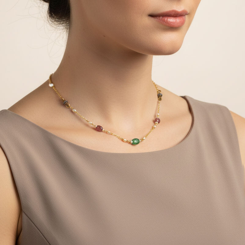 collier in oro giallo con pietre John Oliver gioielleria firenze
