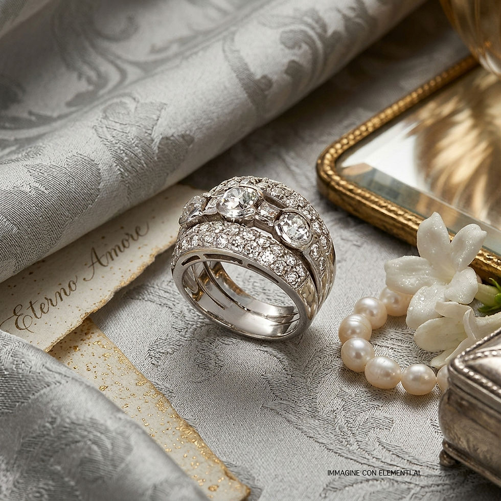 ANELLO A FASCIA IN ORO BIANCO CON DIAMANTI JOHN OLIVER GIOIELLERIA FIRENZE