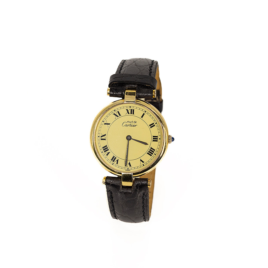 OROLOGIO FIRMATO CARTIER MODELLO MUST DE VENDÔME REF 590003 IN ARGENTO PLACCATO ORO JOHN OLIVER FIRENZE