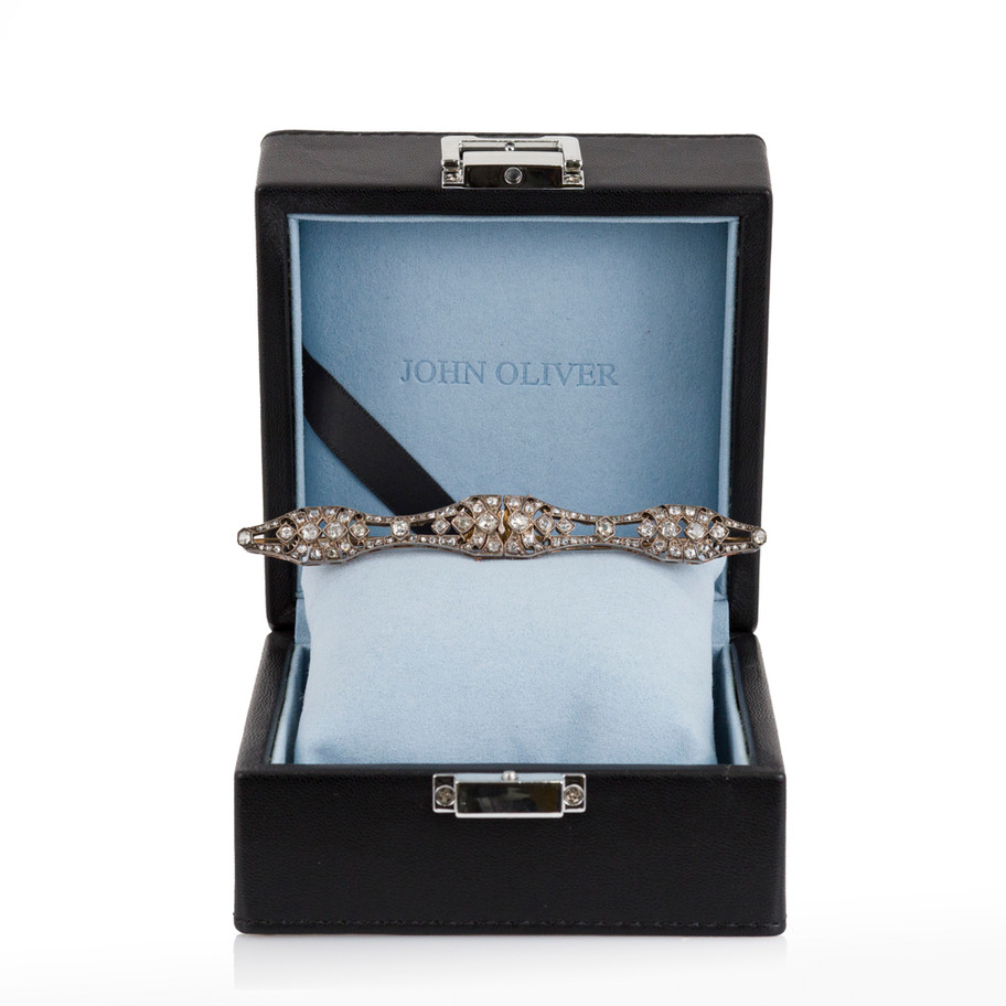 SPIALLA ART DECÓ IN ARGENTO ORO GIALLO E DIAMANTI