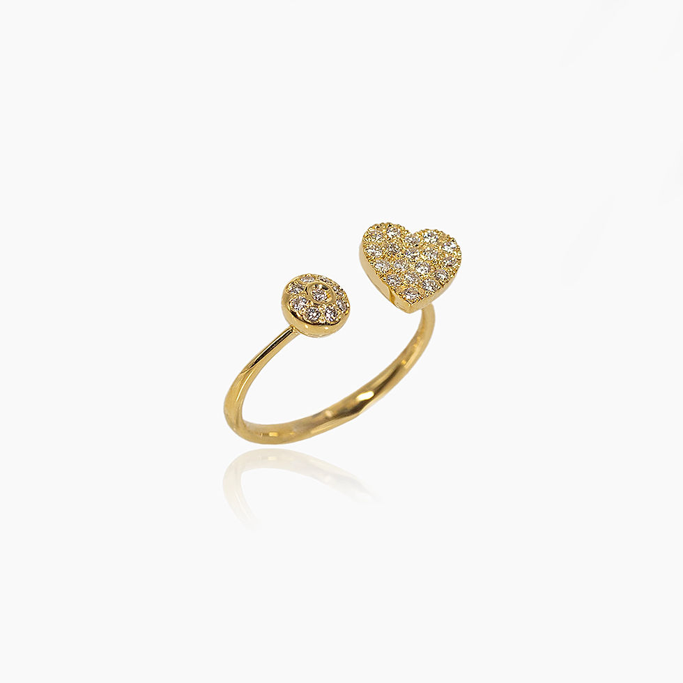 ANELLO IN ORO GIALLO CON CUORE E CERCHIO DI DIAMANTI REGOLABILE JOHN OLIVER GIOIELLERIA FIRENZE