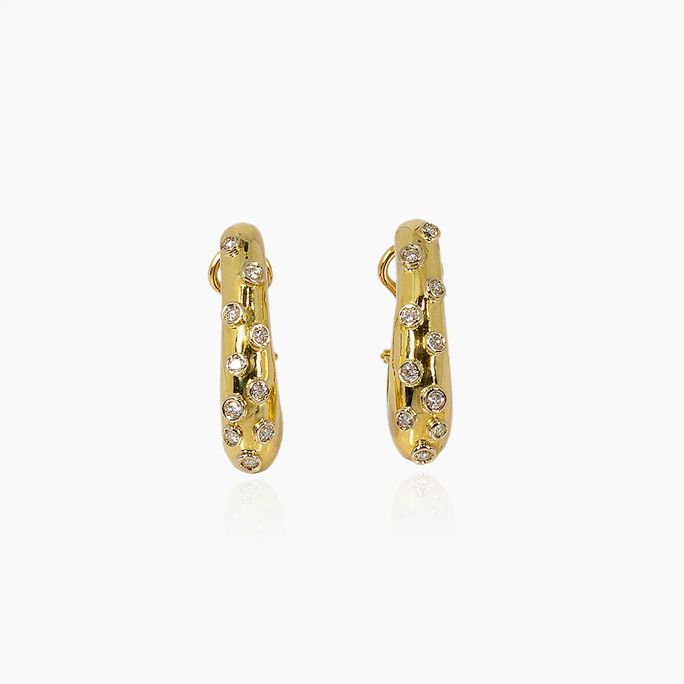 orecchini ovali in oro giallo con diamanti vintage John Oliver gioielleria firenze