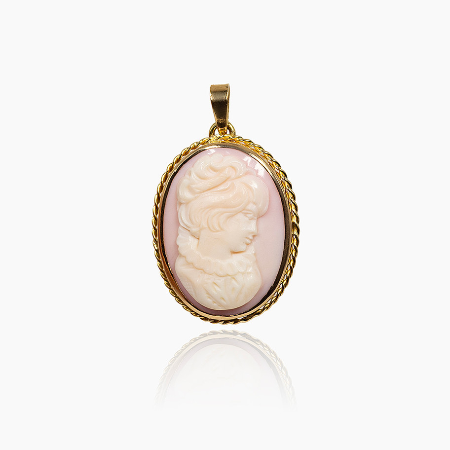 CAMEO ROSA IN ORO GIALLO JOHN OLIVER GIOIELLERIA FIRENZE
