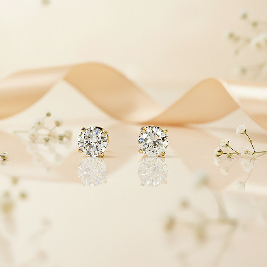 orecchini diamante punto luce oro giallo bridal John Oliver gioielleria firenze