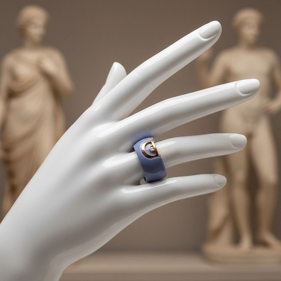 anello firmato daminani in ceramica e oro rosa John Oliver gioielleria firenze