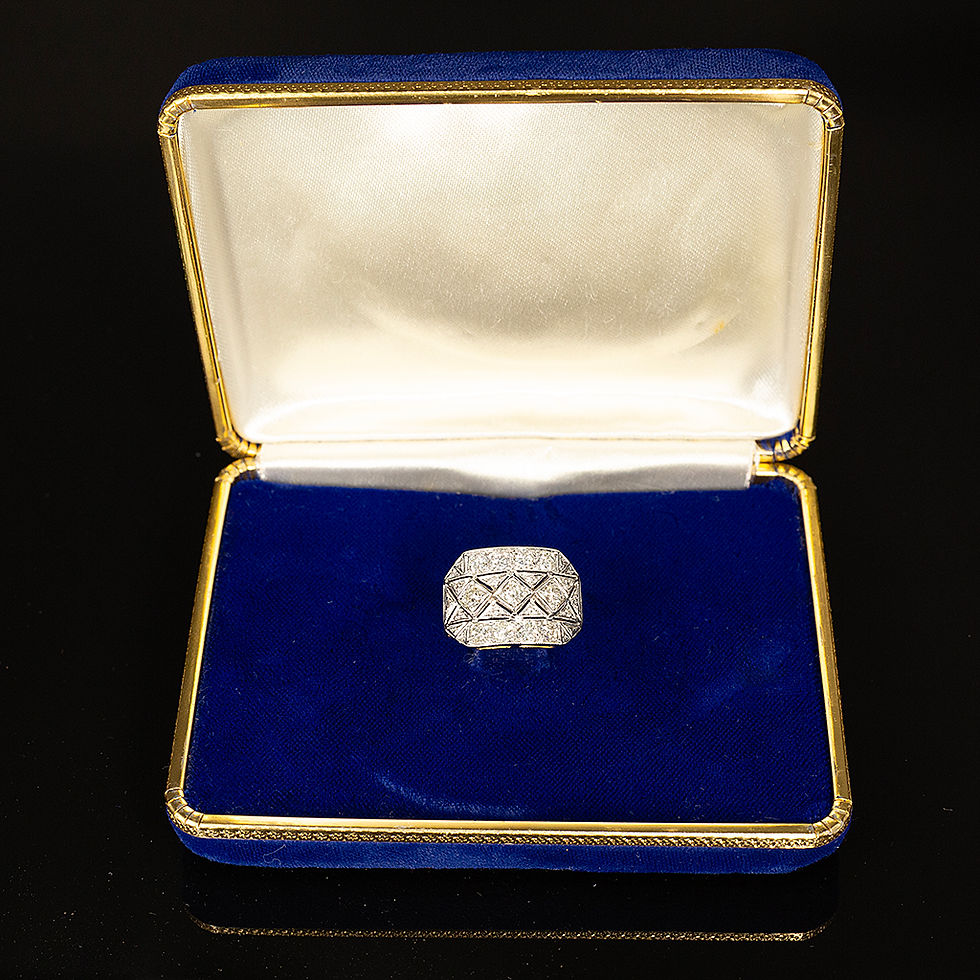 ANELLO A FASCIA VINTAGE ART DECÒ ANNI 20 30 IN ORO GIALLO ORO BIANCO E DIAMANTI JOHN OLIVER GIOIELLERIA FIRENZE