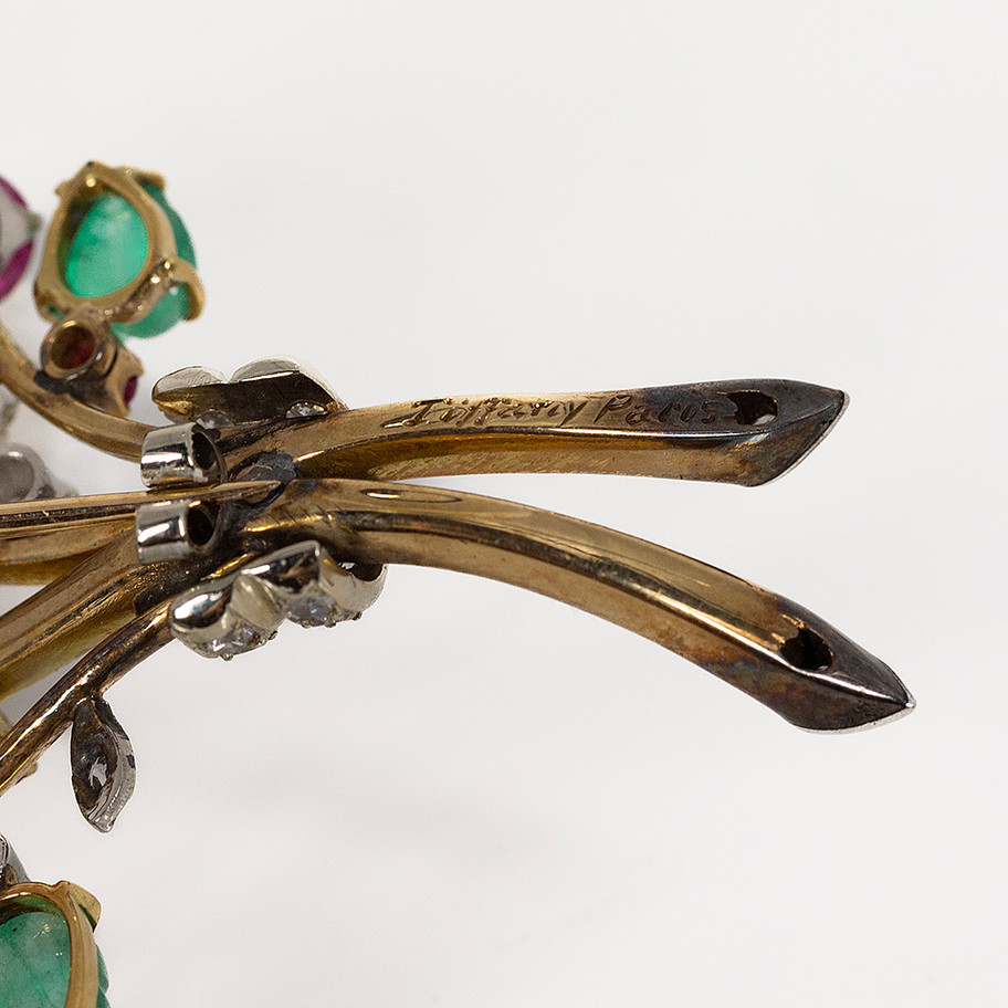 spilla tiffany floreale in oro bianco John Oliver gioielleria firenze