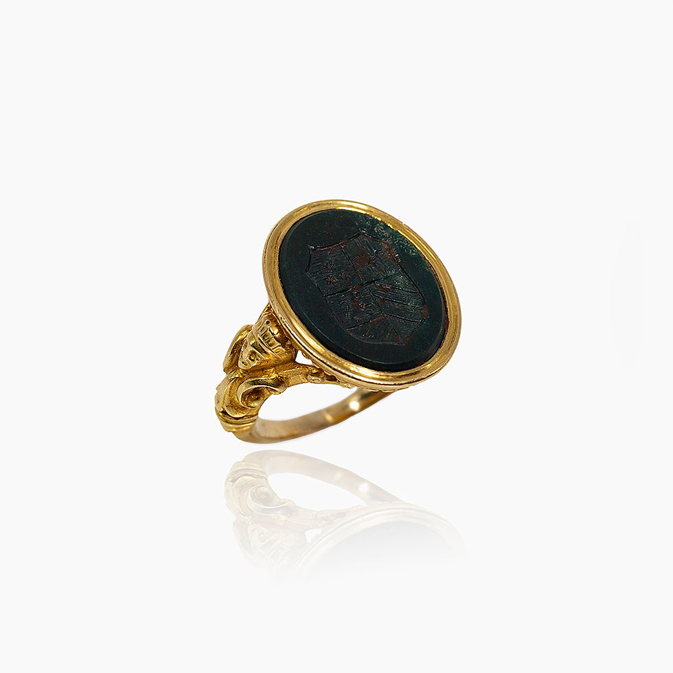 ANELLO UOMO IN ORO GIALLO CON STEMMA JOHN OLIVER GIOIELLERIA FIRENZE