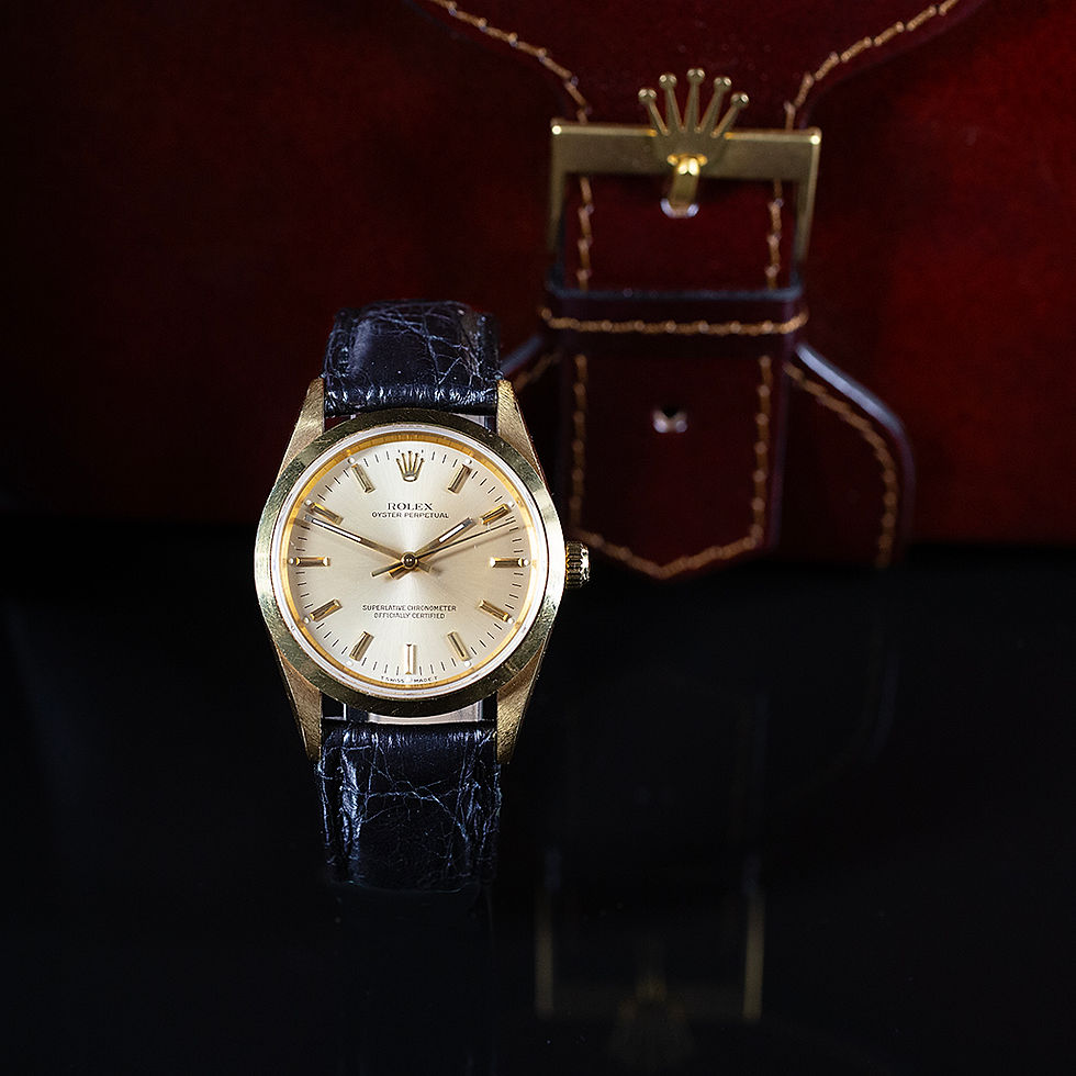 orologio di lusso da collezione rolex oyster perpetual con cassa in oro rosa quadrante champagne cinturino in pelle firenze