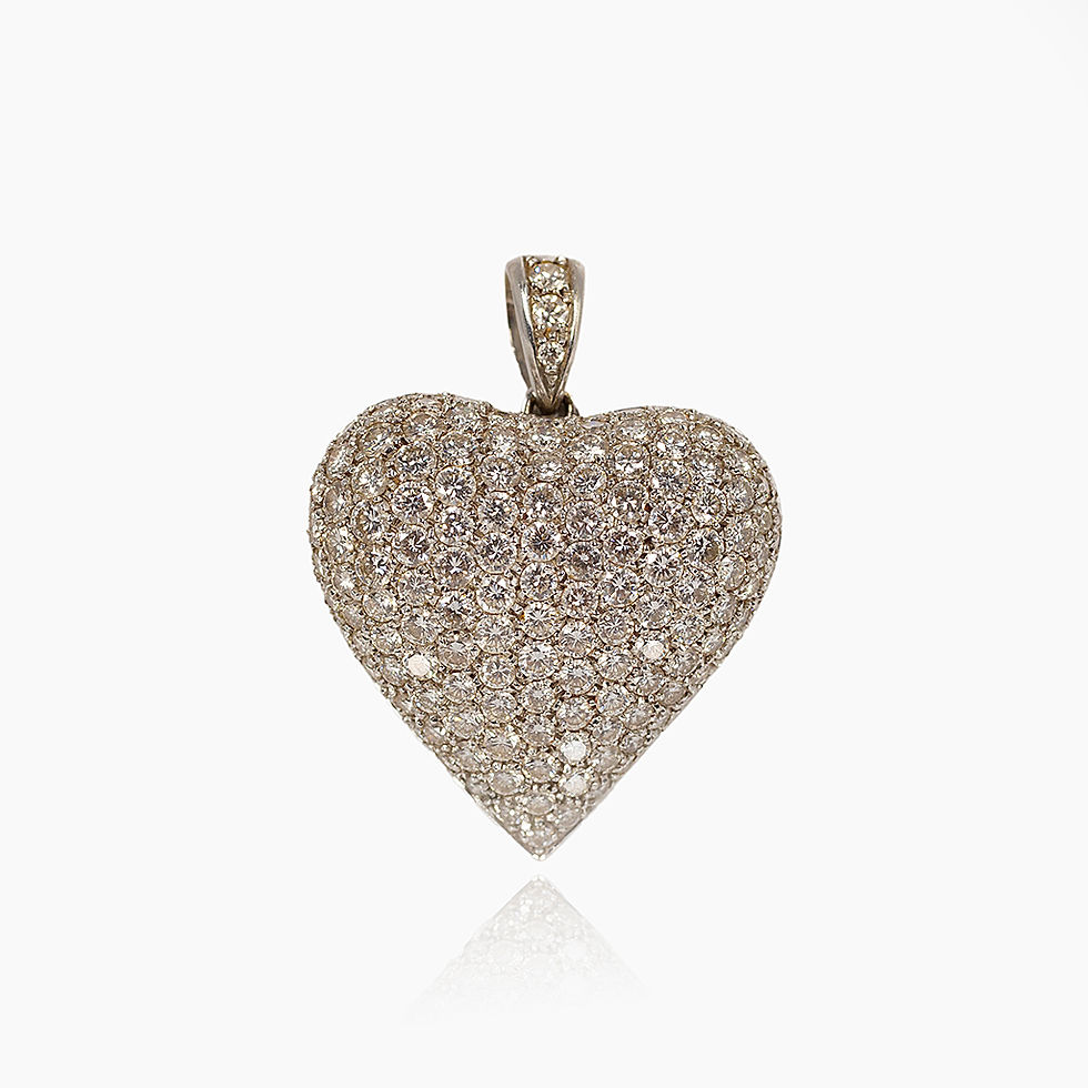 CIONDOLO A CUORE IN ORO BIANCO CON PAVè DI DIAMANTI JOHN OLIVER GIOIELLERIA FIRENZE