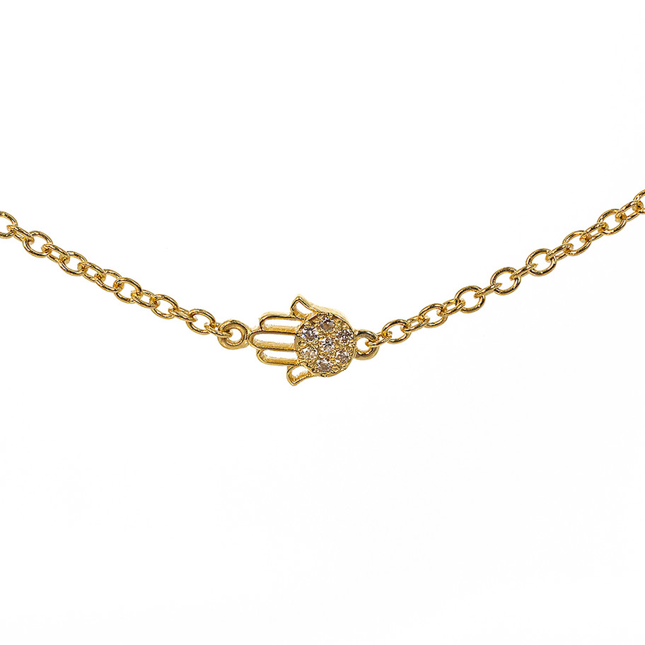 bracciale in oro giallo con mano di Fatima con diamanti John Oliver gioielleria firenze