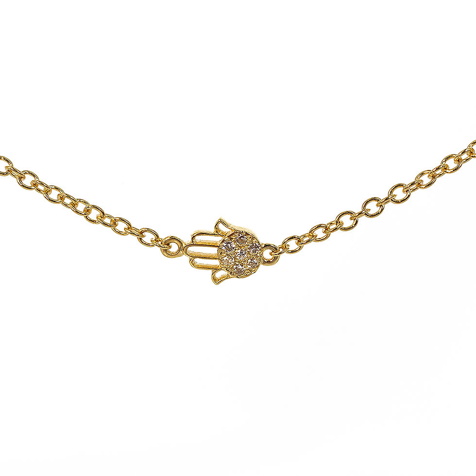 bracciale in oro giallo con mano di Fatima con diamanti John Oliver gioielleria firenze
