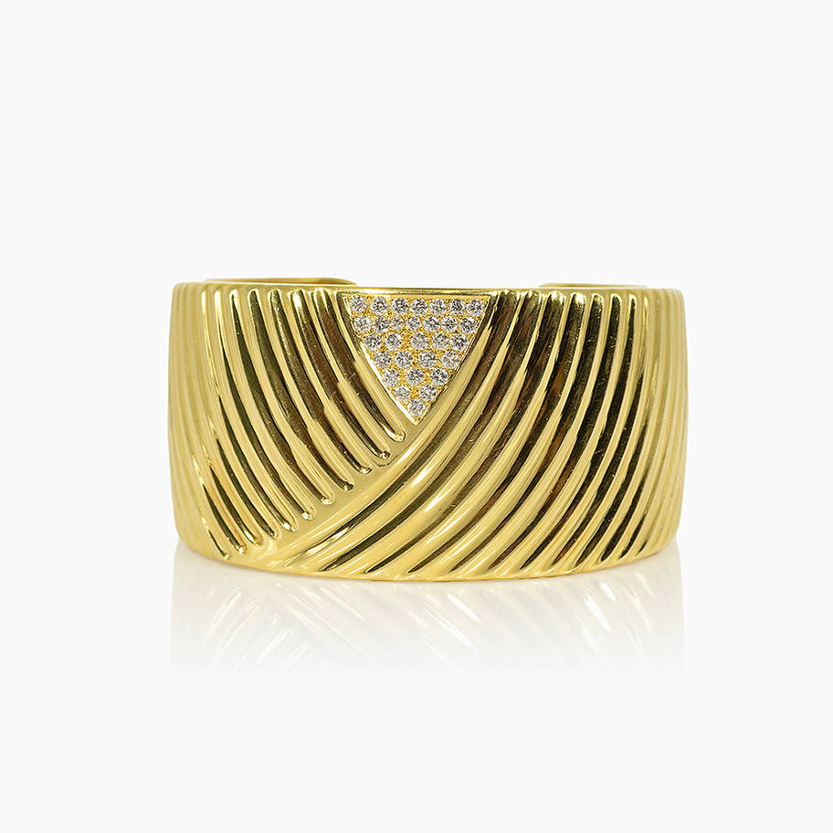 bracciale rigido in oro giallo con diamanti anni 80 John Oliver gioielleria firenze