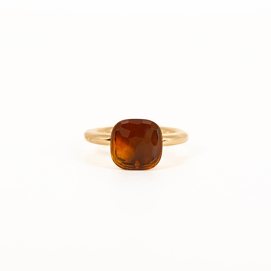 ANELLO POMELLATO FIRMATO ORO ROSA PIETRA NUDA QUARZO MADERA JOHN OLIVER GIOIELLERIA FIRENZE