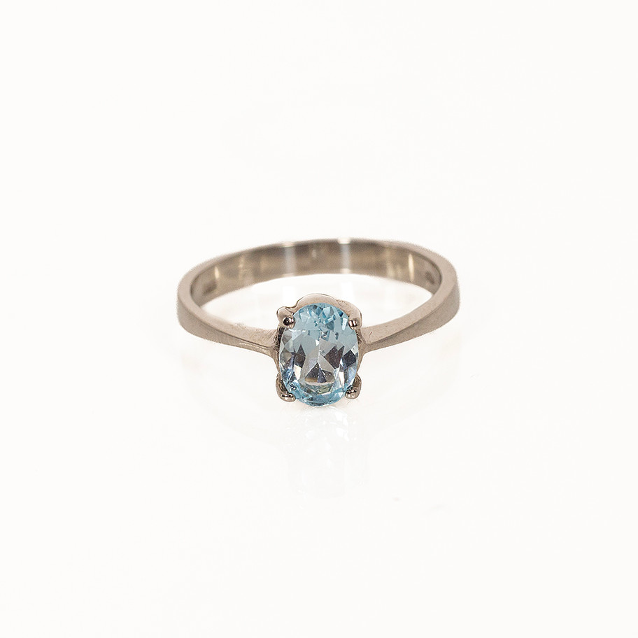 anello in oro bianco con pietra acquamarina John Oliver gioielleria firenze