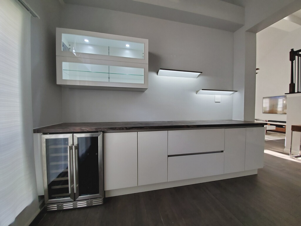 European cabinets for bar area