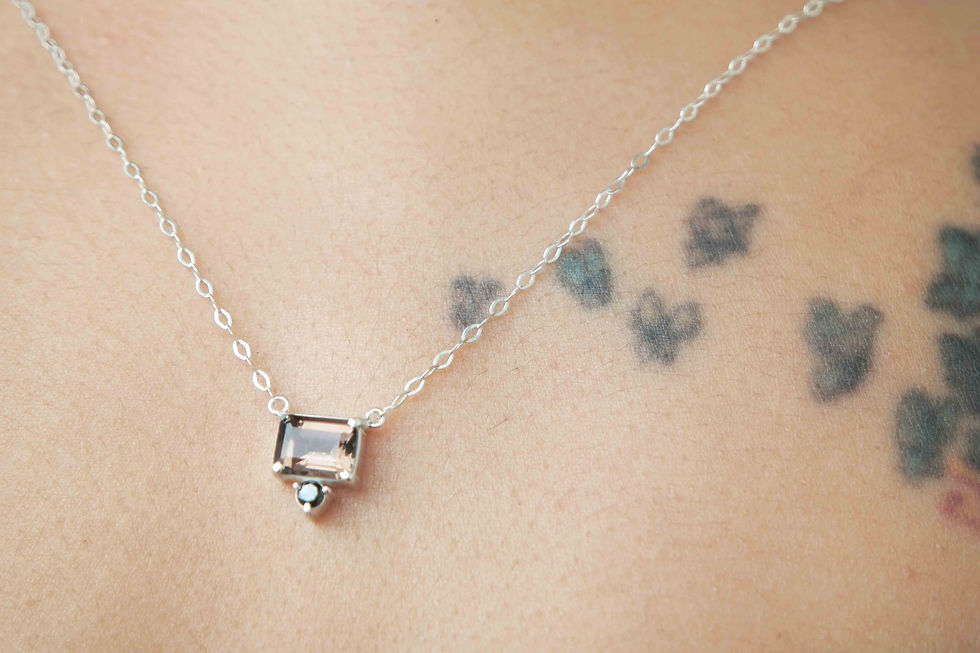 Thumbnail: Natural Smokey Quartz + Cubic Zirconia Necklace