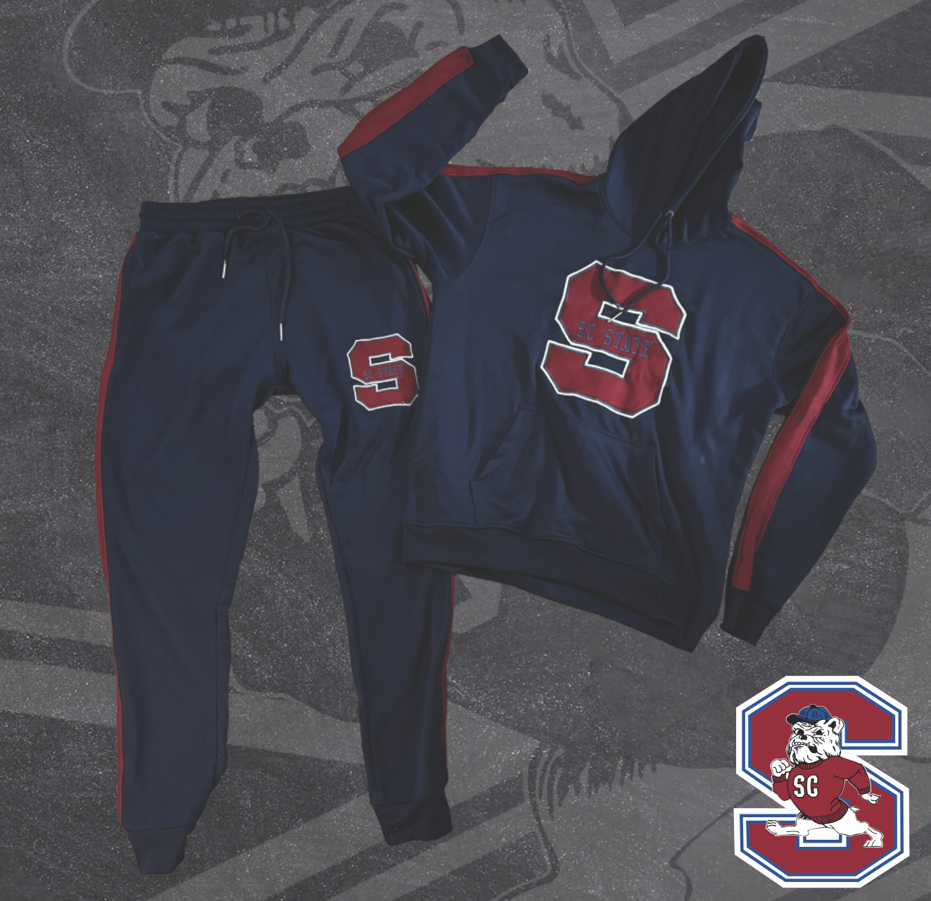 EMBROIDERED VINTAGE  "S"  SC STATE JOGGER SET