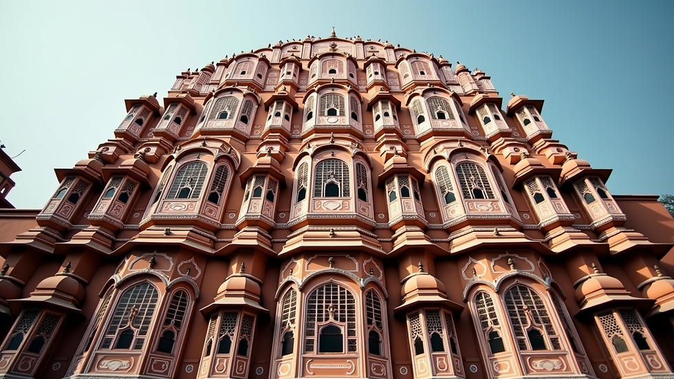 Eye-level view of Hawa Mahal's unique façade