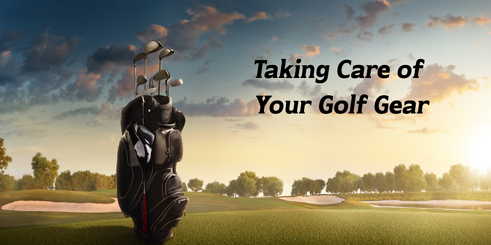 Golf clubs in a bag on a golf course