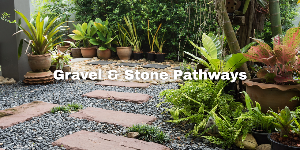 Gravel and stone pathway into someone's backyard