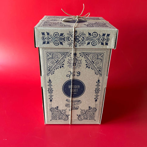 Ornate gift box with blue design