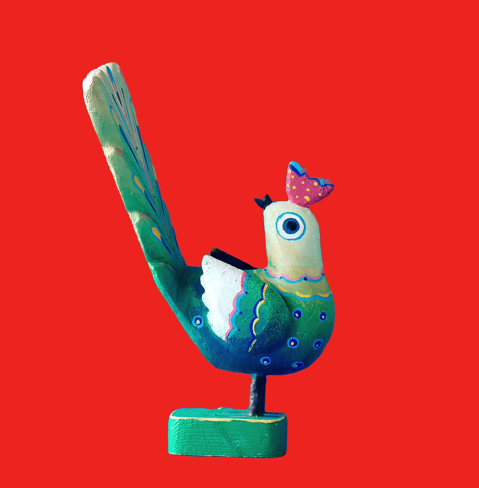 Hand-painted wooden bird figurine