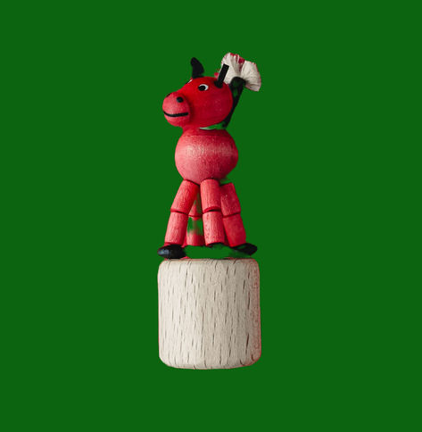 Red wooden rocking horse toy