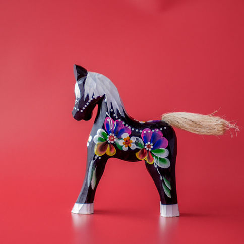 Hand-painted wooden horse figurine