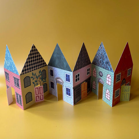 Charming paper houses row