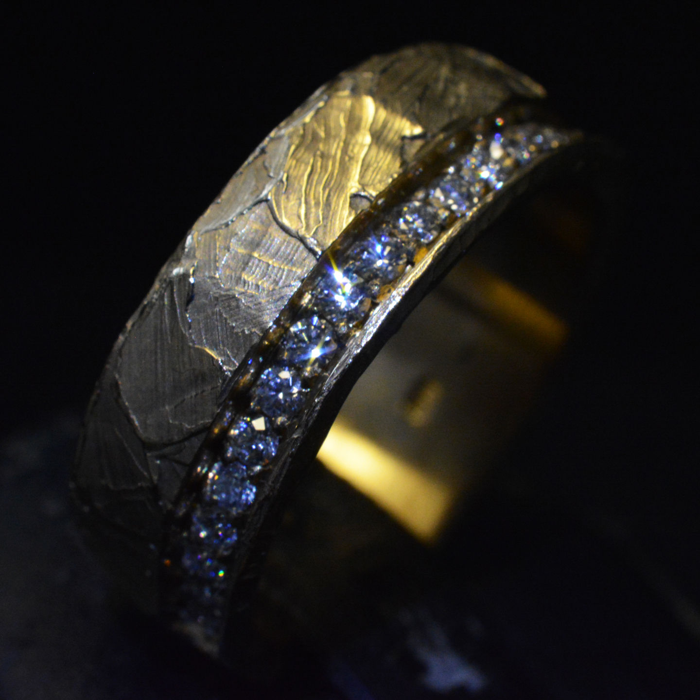 Solid Gold Diamond Molten Fire Forged Ring 10kt. - 24kt. • Band • #71