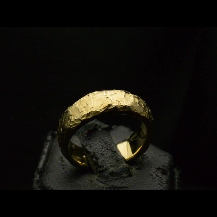 Thumbnail: Solid Gold Fire Forged Ring • Band • #62 wedding ring