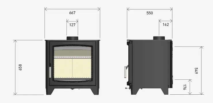 Thumbnail: Hunter Stoves ParkRay Aspect 14 Eco Wood Fireplace -Standard Legs & Black Handle