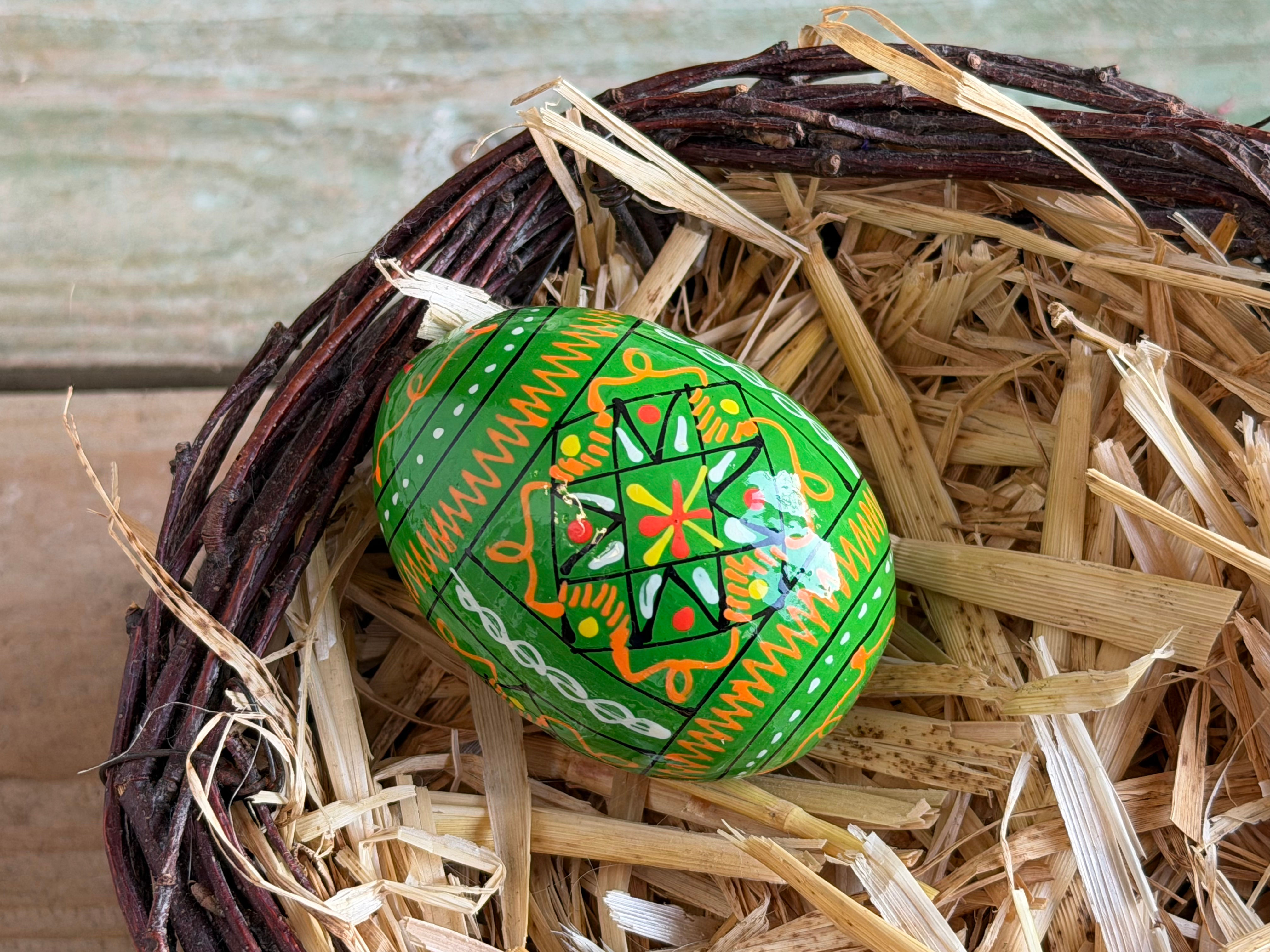 Hand painted Ukrainian wooden egg No.4