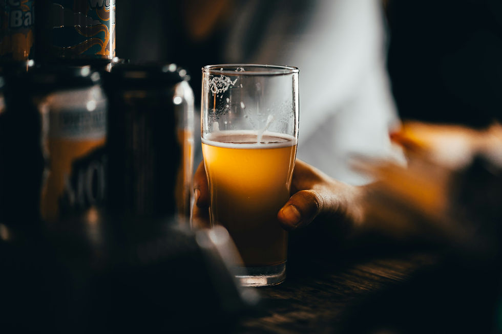 Craft beer being poured and enjoyed at a White Mountains brewery
